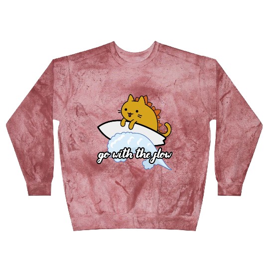 Catzilla Surfer Surf Lover Go With The Flow Blast Sweatshirts