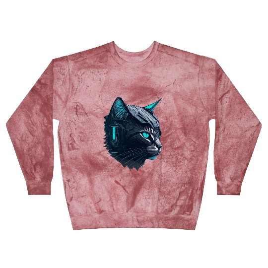 Digital cyberpunk Cat artwork Blast Sweatshirts