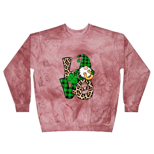 Love Irish Gnome Shamrock Leopard Plaid St Patrick Blast Sweatshirts