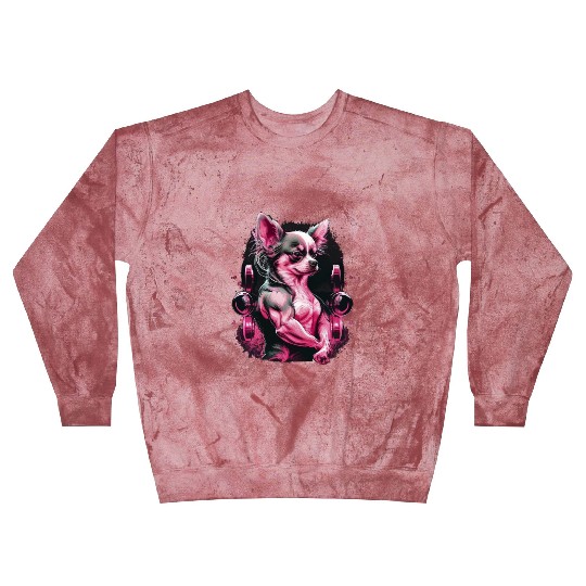 Pink Chihuahua | Fitness Girl Gym Sport Dumbbell Blast Sweatshirts