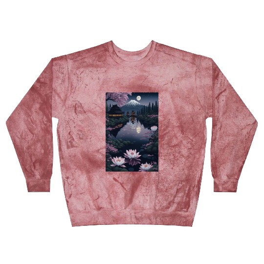 Asia Landscape by night Serene Mount Fuji Blast Sweatshirts