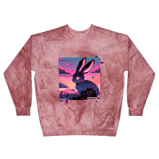 Synthwave Rabbit Cyber Bunny Retro Blast Sweatshirts