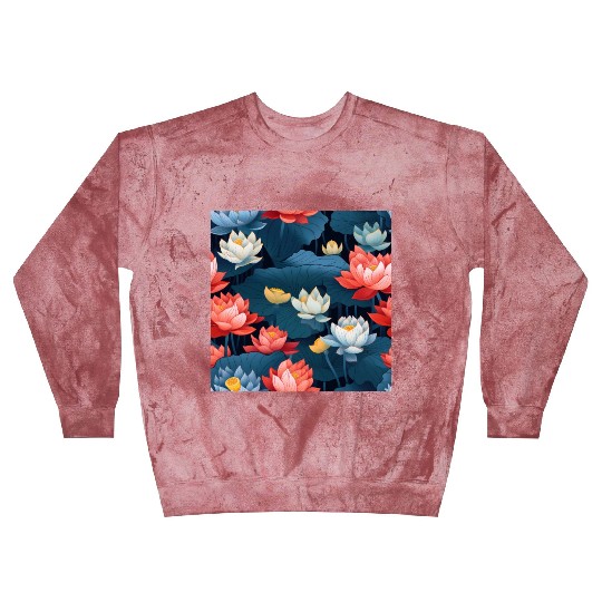 Serenity Blooms: Timeless Lotus Pattern Blast Sweatshirts