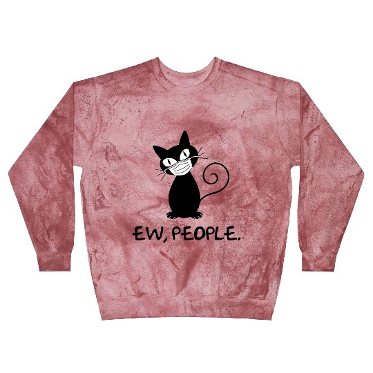 Funny Ew People Black Cat Face Mask Blast Sweatshirts