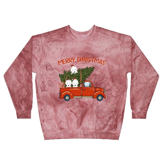 Great Pyrenees Xmas Vintage Red Pickup Blast Sweatshirts