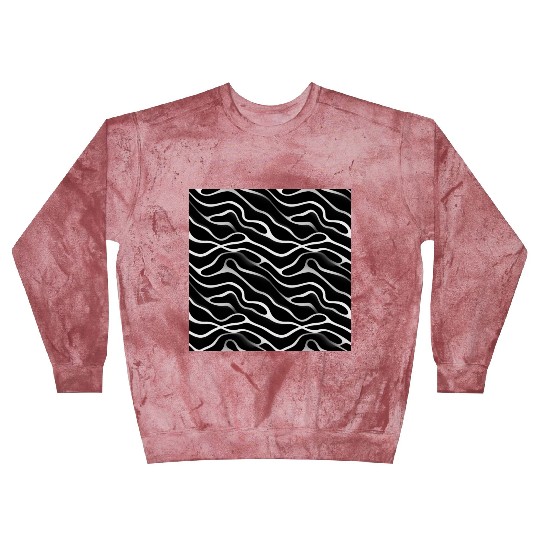 Monochrome Elegance: White Abstract Lines on Black Blast Sweatshirts