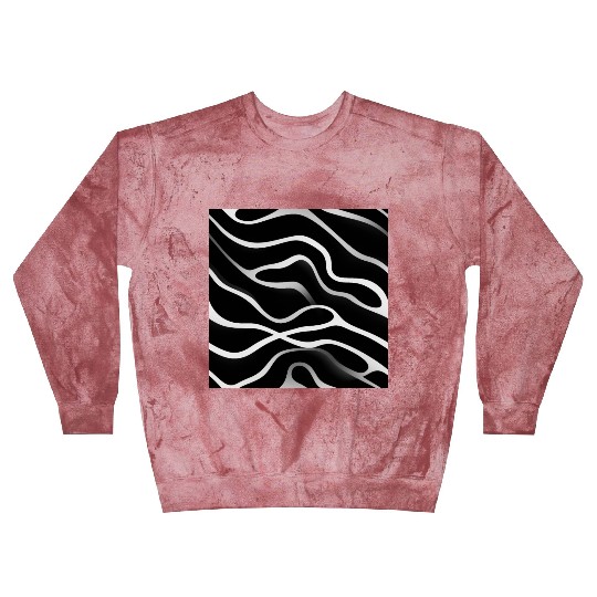 Monochrome Elegance: White Abstract Lines on Black Blast Sweatshirts