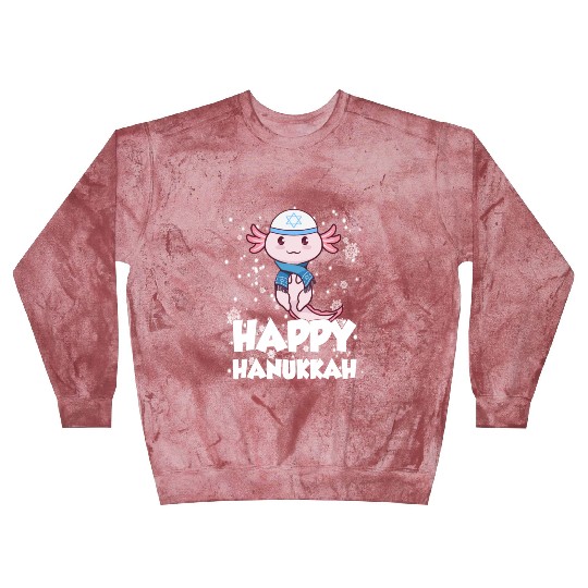 Happy Hanukkah Axolotl Kawaii Cute Axolotl Lover Blast Sweatshirts