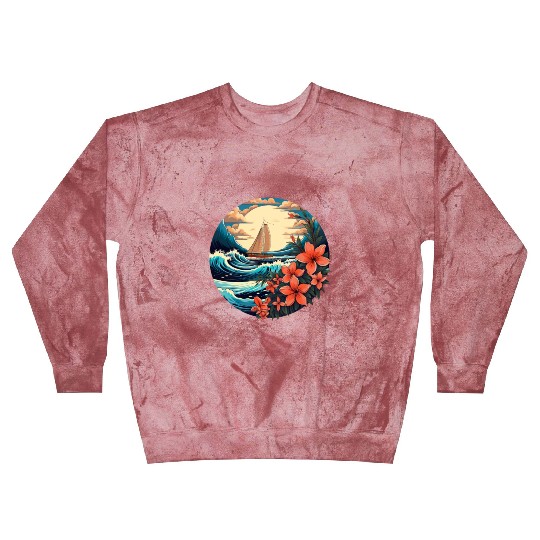 Sailing Ship Sailing Orchids Flowers Sailboat Blast Sweatshirts