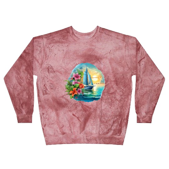 Sailing Ship Sailing Orchids Flowers Sailboat Blast Sweatshirts