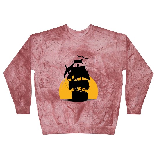 Pirates Ship On the Ocean And Sun Blast Sweatshirts