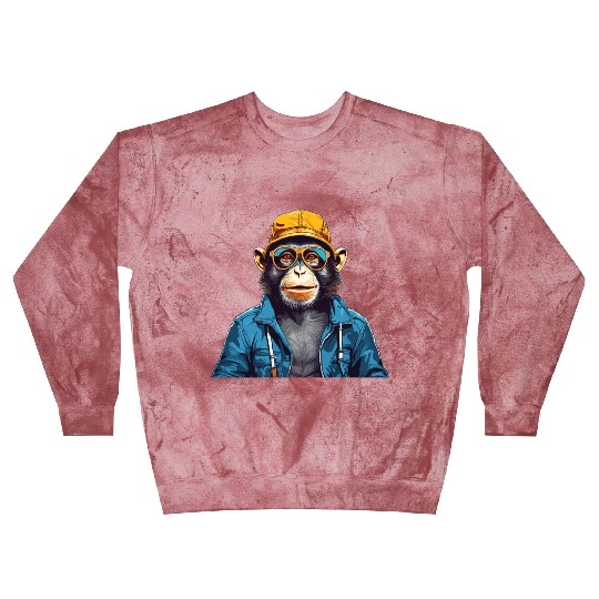 Smiling monkey wearing sunglasses and bucket hat Blast Sweatshirts