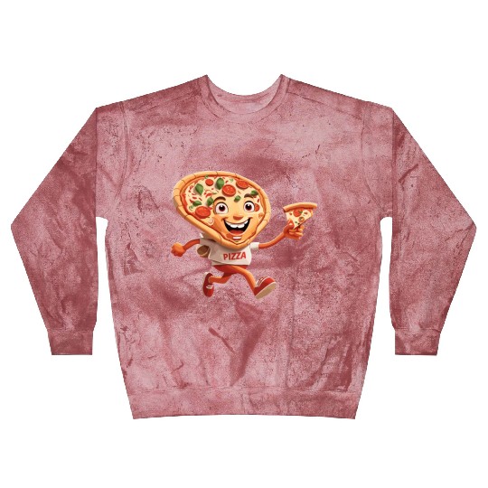Cartoon Character of Pizza Running Design Blast Sweatshirts
