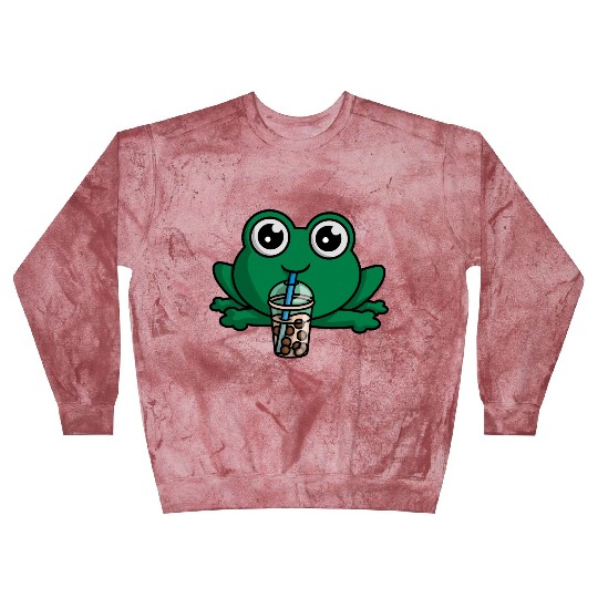 Bubble Boba Tea Drink Frog Cute Anime Kawaii Toad Blast Sweatshirts