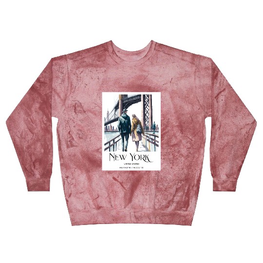 Watercolor painting loving couple in New York City Blast Sweatshirts