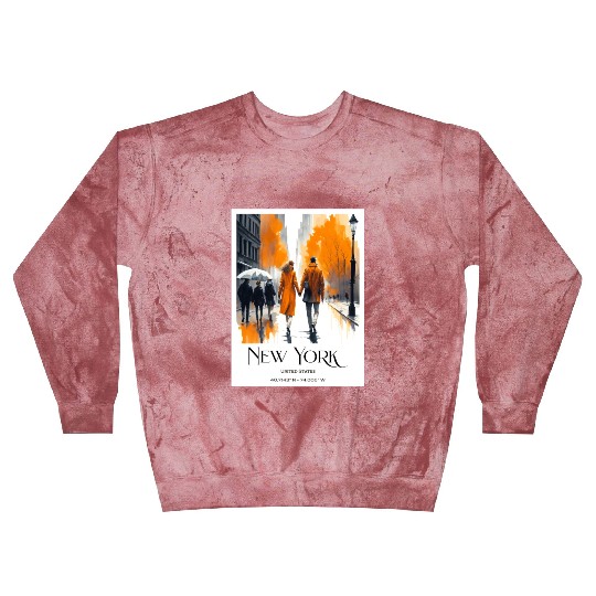 Watercolor painting loving couple in New York City Blast Sweatshirts