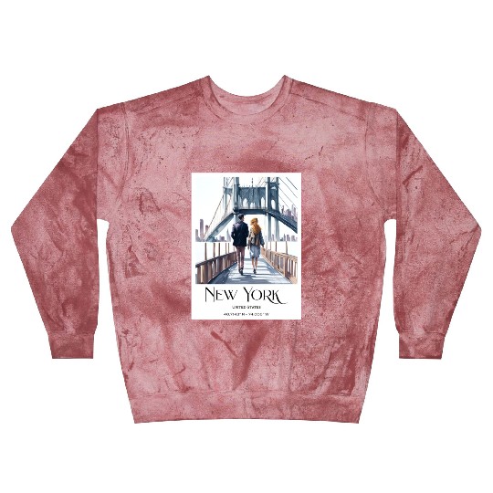 Watercolor painting loving couple in New York City Blast Sweatshirts