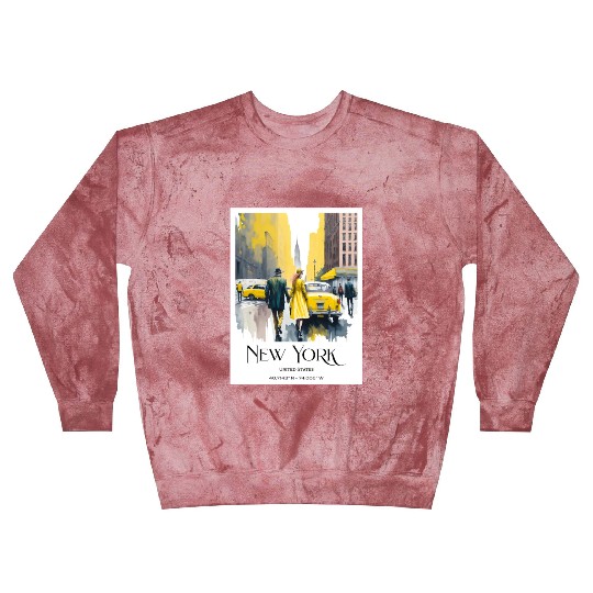 Watercolor painting loving couple in New York City Blast Sweatshirts