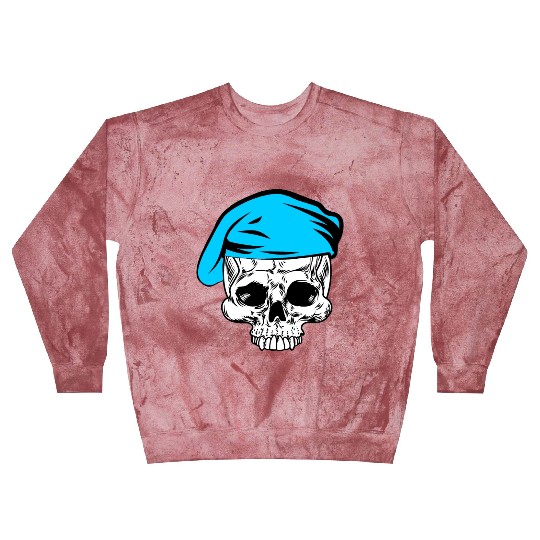 Skeleton skull blue beret military Blast Sweatshirts