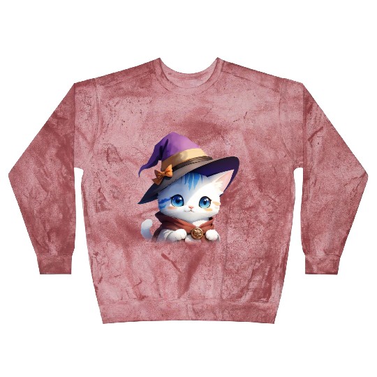 Cute Watercolor Witch Cat Blast Sweatshirts