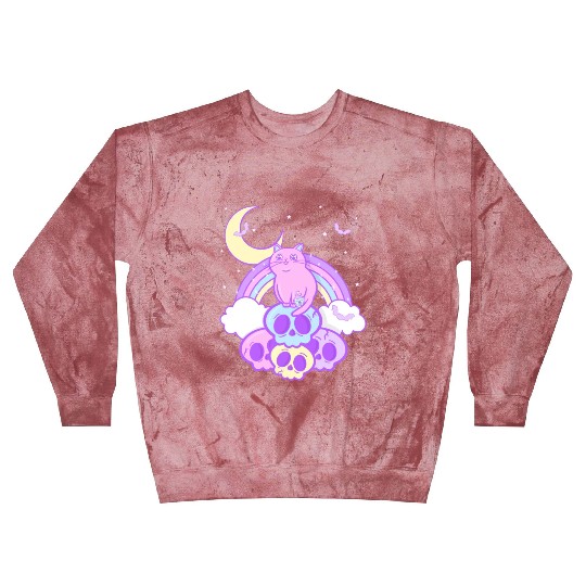 Pastel Goth Cat Skull Lover Cute Gothic Yami Blast Sweatshirts