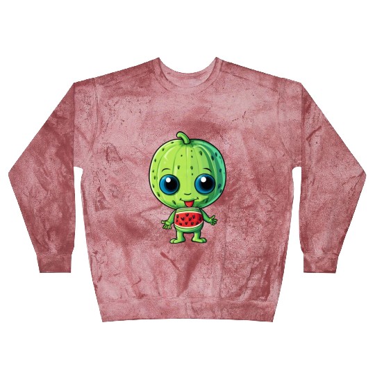 Green Alien & Watermelon: A Galactic Fusion Blast Sweatshirts