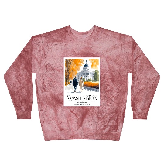 Watercolor painting loving couple in Washington DC Blast Sweatshirts