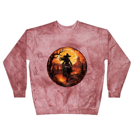 Witchy Cowgirl Riding off into the Full Moon Blast Sweatshirts