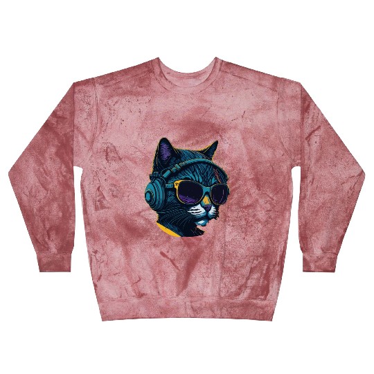 Cool Sunglasses Headphone Galaxy Cat Blast Sweatshirts