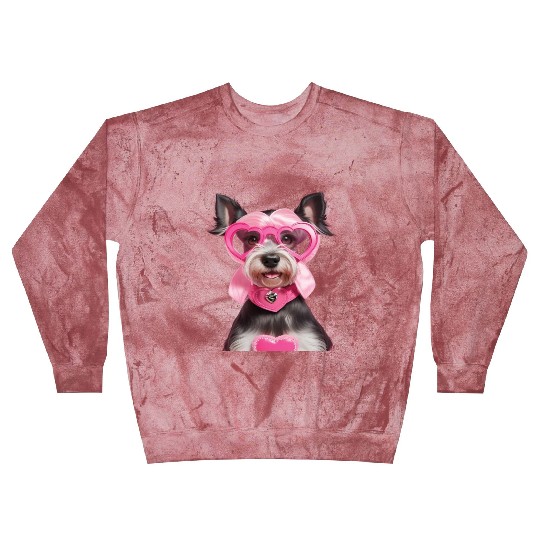 Schnauzer wearing Pink & Silver Heart Blast Sweatshirts