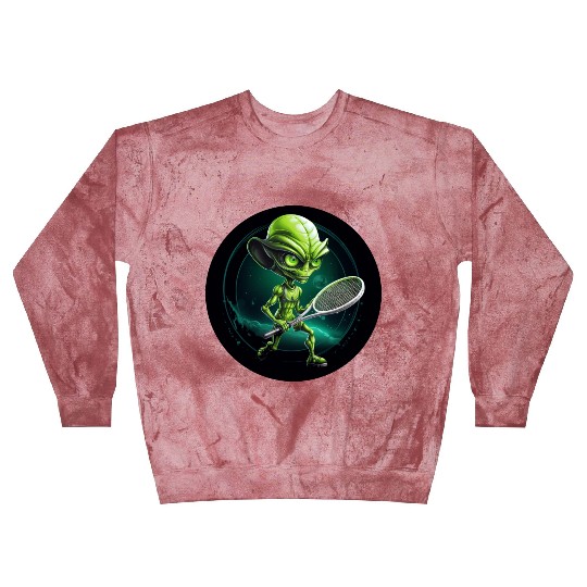 Green Alien's Cosmic Tennis Game Blast Sweatshirts