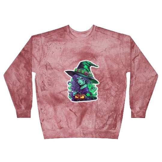 Wicked Witch Halloween Sticker, neon color Blast Sweatshirts