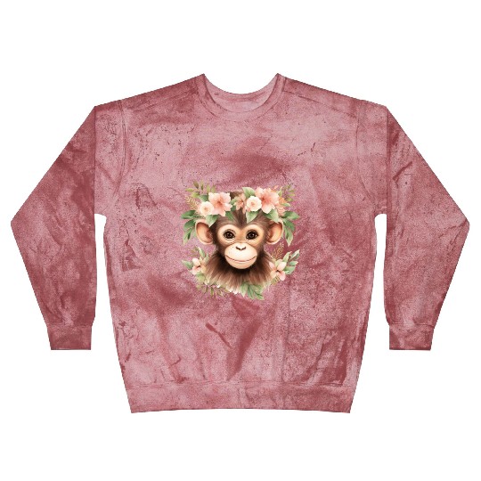 Monkey Chimpanzee Jungle Animal Boho Floral Ape Blast Sweatshirts