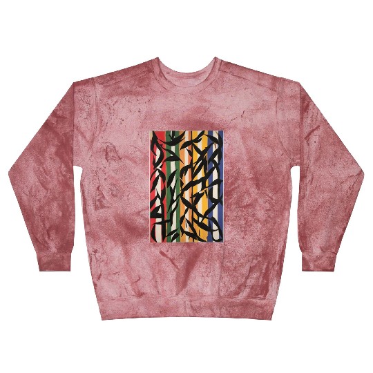 Striped Abstract Painting with Leaves Blast Sweatshirts