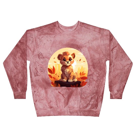 Autumnal Lion at Sunset: Colorful Nature Design Blast Sweatshirts