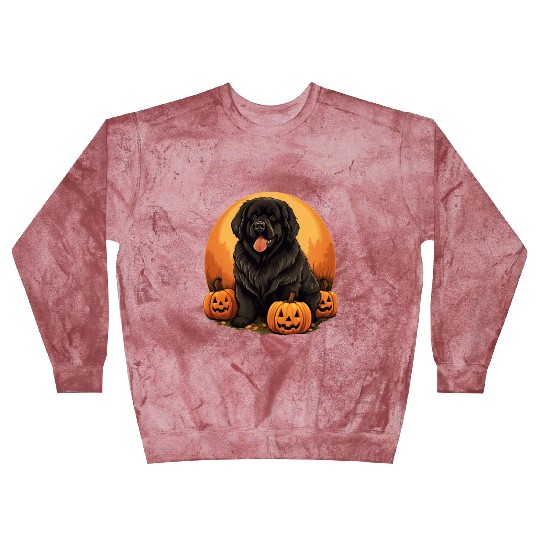 Newfoundland Dog Pumpkin Lazy Halloween Party Blast Sweatshirts