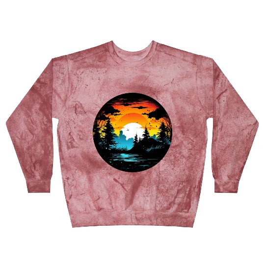 Riverside Twilight in the Forest Blast Sweatshirts
