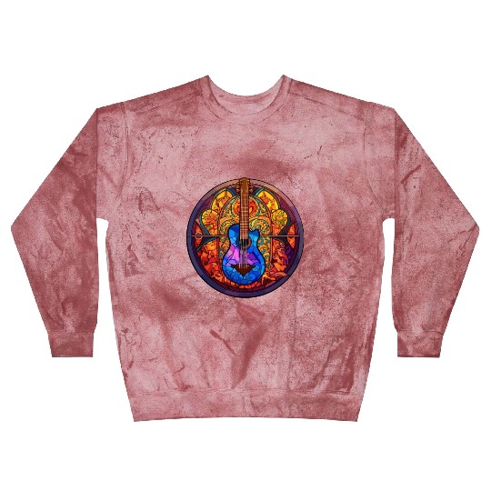 Funny Mosaic Art - Stained Glass Art Guitar Blast Sweatshirts