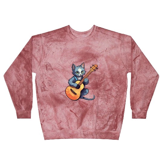Rock Cat Playing Guitar - Funny Guitar Cat Blast Sweatshirts