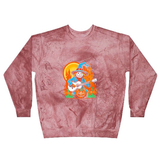 Happy Halloween scarecrow plays guitar Blast Sweatshirts