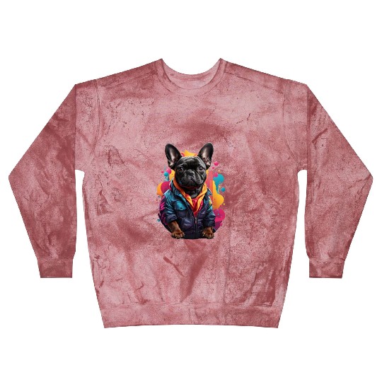 Black French Bull Dog Vector Blast Sweatshirts
