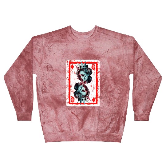 Queen of Diamonds Gothic Card Game Creepy Blast Sweatshirts