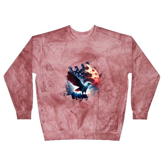 America eagle under Moon with American Flag Blast Sweatshirts
