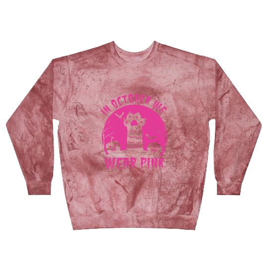 We Wear Pink Cat Pumpkin Breast Cancer Halloween Blast Sweatshirts