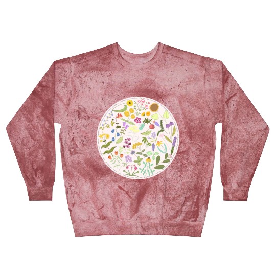 Colorful Wildflower Circle on Pink Blast Sweatshirts