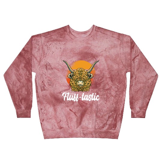 Funny Fluff-tastic Pun Scottish Highland Cow Blast Sweatshirts