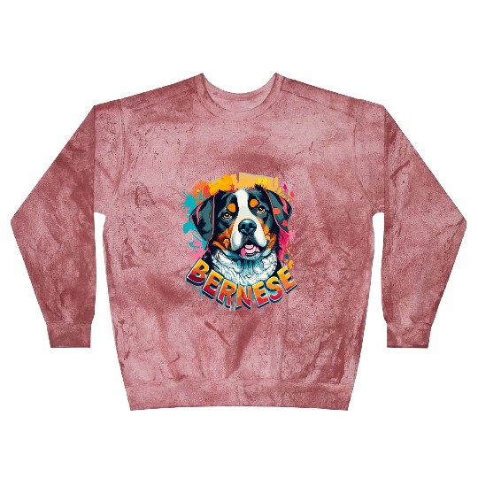 Bernese Mountain Dog Head Vibrant Color Splash Blast Sweatshirts