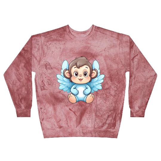 monkey chimpanzee angel wings cute kawaii Blast Sweatshirts