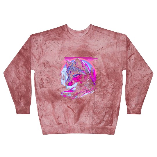 Retro Synthwave Gangster Wolf Blast Sweatshirts