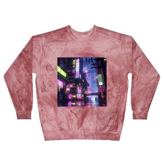 Anime-Influenced Digital Art of Tokyo Street Scene Blast Sweatshirts
